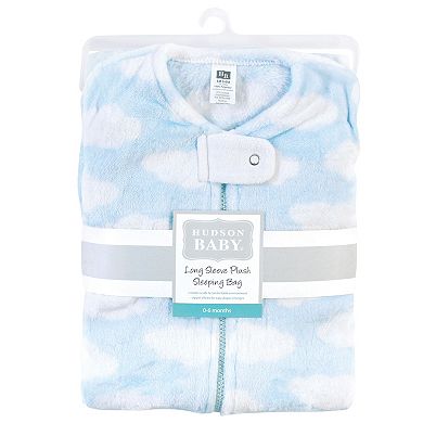 Hudson Baby Infant Boy Plush Sleeping Bag, Sack, Blanket, Blue Clouds
