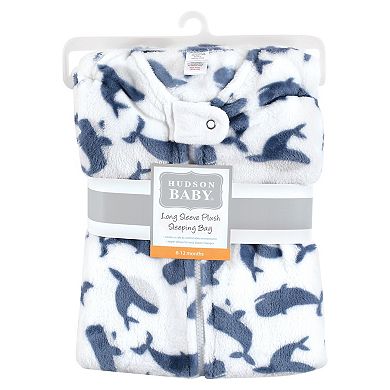 Hudson Baby Infant Boy Plush Sleeping Bag, Sack, Blanket, Long-Sleeve Whale
