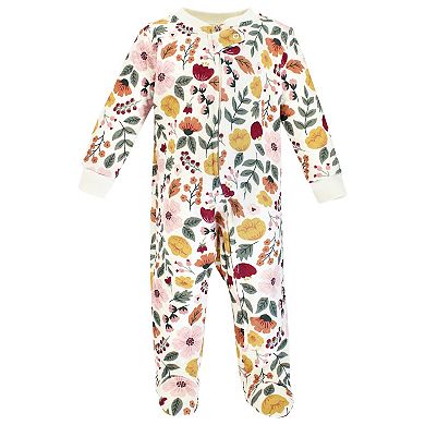 Hudson Baby Infant Girl Premium Quilted Zipper Sleep and Play, Fall Botanical
