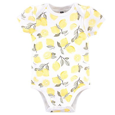 Hudson Baby Infant Girl Cotton Bodysuits 3pk, Lemon