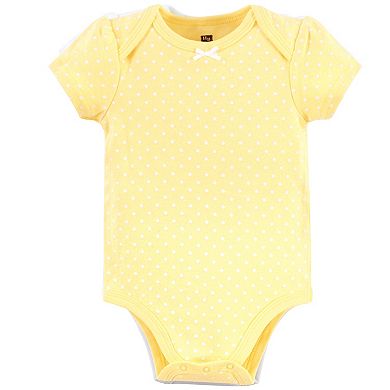 Hudson Baby Infant Girl Cotton Bodysuits 3pk, Lemon