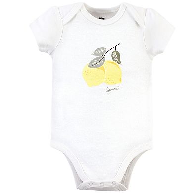 Hudson Baby Infant Girl Cotton Bodysuits 3pk, Lemon