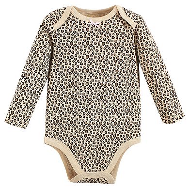 Hudson Baby Infant Girl Cotton Long-Sleeve Bodysuits, Leopard Mamas Mini, 12-18 Months