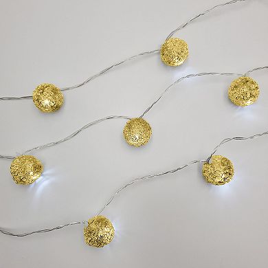Battery Operated Gold Finish Ball String Lights