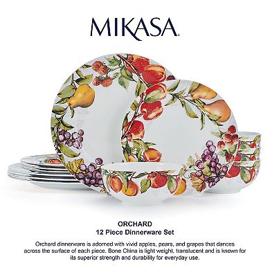 Mikasa Orchard 12-Piece Bone China Dinnerware Set