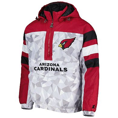 Men's Starter White/Cardinal Arizona Cardinals Thursday Night Gridiron Raglan Half-Zip Hooded Jacket