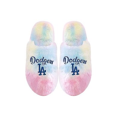 Youth FOCO Los Angeles Dodgers Rainbow Script Slippers