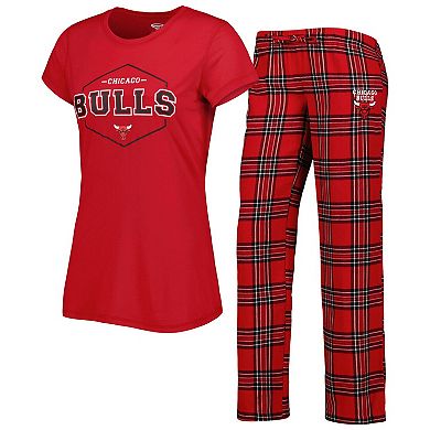 Women's Concepts Sport Red/Black Chicago Bulls Badge T-Shirt & Pajama Pants Sleep Set