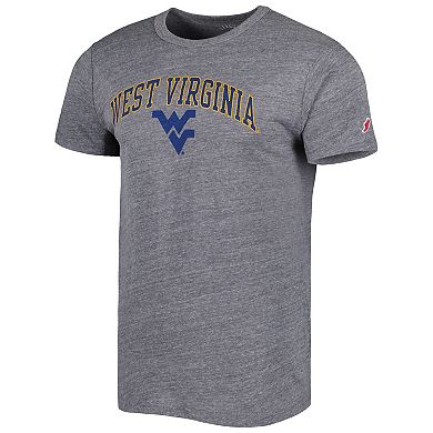 Men's League Collegiate Wear Heather Gray West Virginia Mountaineers 1965 Arch Victory Falls Tri-Blend T-Shirt