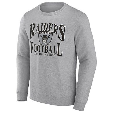 Men's Fanatics Branded Heathered Charcoal Las Vegas Raiders Playability Pullover Sweatshirt