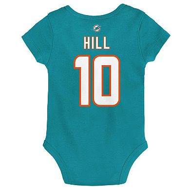 Newborn & Infant Tyreek Hill Aqua Miami Dolphins Mainliner Player Name & Number Bodysuit