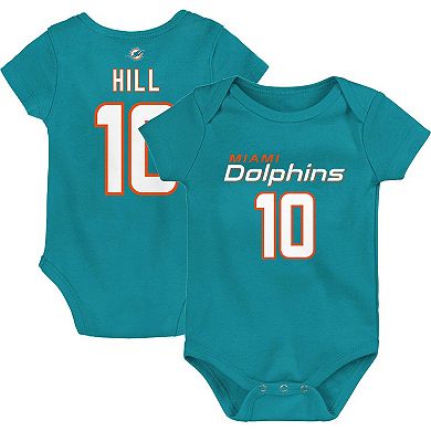 Newborn & Infant Tyreek Hill Aqua Miami Dolphins Mainliner Player Name & Number Bodysuit