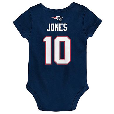 Newborn & Infant Mac Jones Navy New England Patriots Mainliner Player Name & Number Bodysuit