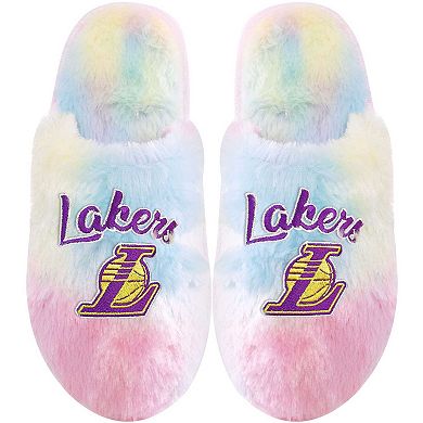 Youth FOCO Los Angeles Lakers Rainbow Script Slippers