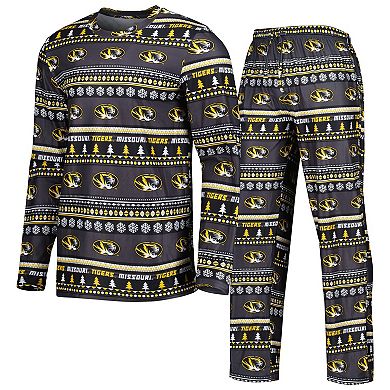Men's Concepts Sport Black Missouri Tigers Swivel Long Sleeve T-Shirt & Pants Sleep Set