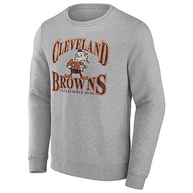 Men's Fanatics Branded Heathered Charcoal Cleveland Browns Playability Pullover Sweatshirt