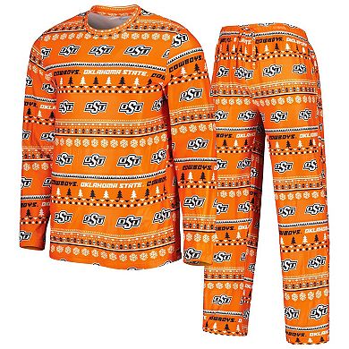 Men's Concepts Sport Orange Oklahoma State Cowboys Swivel Long Sleeve T-Shirt & Pants Sleep Set
