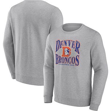 Men's Fanatics Branded Heathered Charcoal Denver Broncos Playability Pullover Sweatshirt