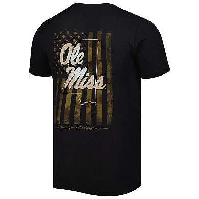 Men's Black Ole Miss Rebels Camo Flag 2-Hit T-Shirt