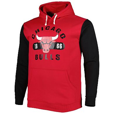 Men's Fanatics Branded Red/Black Chicago Bulls Big & Tall Bold Attack Pullover Hoodie
