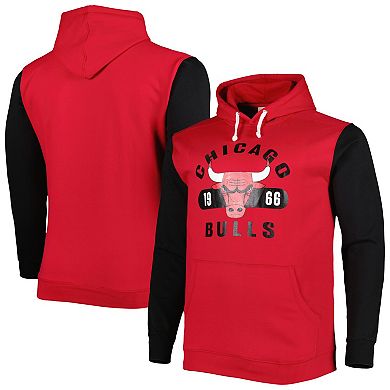 Men's Fanatics Branded Red/Black Chicago Bulls Big & Tall Bold Attack Pullover Hoodie