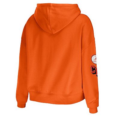 Women's WEAR by Erin Andrews Orange Cleveland Browns Modest Cropped Pullover Hoodie