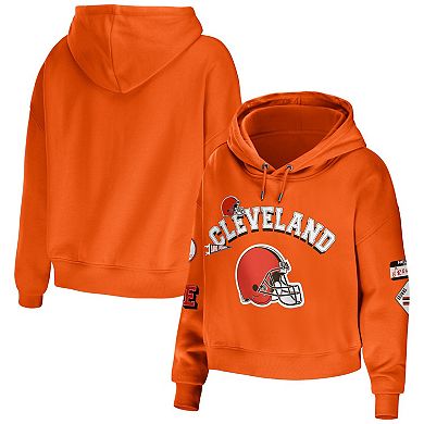 Women's WEAR by Erin Andrews Orange Cleveland Browns Modest Cropped Pullover Hoodie