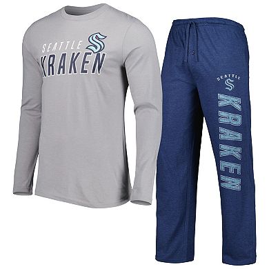 Men's Concepts Sport Deep Sea Blue/Gray Seattle Kraken Meter Long Sleeve T-Shirt & Pants Sleep Set