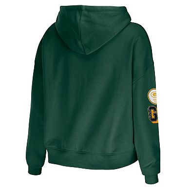 Women's WEAR by Erin Andrews Green Green Bay Packers Modest Cropped Pullover Hoodie