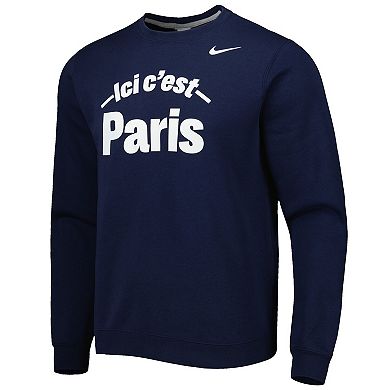 Men's Nike Navy Paris Saint-Germain Club Fleece Pullover Sweatshirt