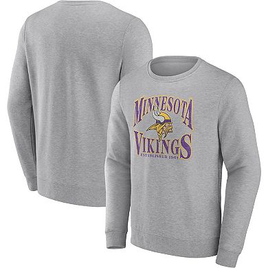 Men's Fanatics Branded Heathered Charcoal Minnesota Vikings Playability Pullover Sweatshirt