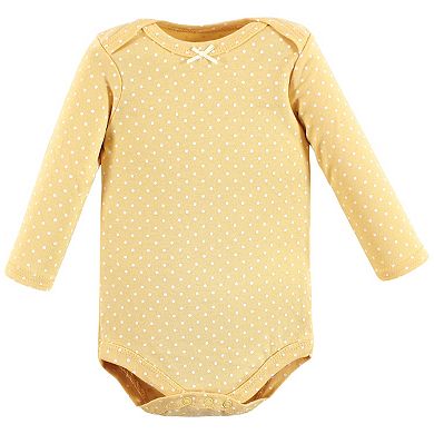 Hudson Baby Infant Girl Cotton Long-Sleeve Bodysuits, Fall Botanical 3-Pack