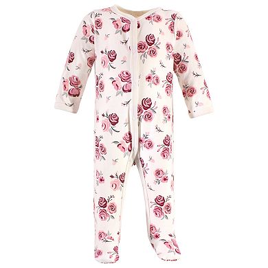 Hudson Baby Infant Girl Cotton Snap Sleep and Play 2pk, Rose