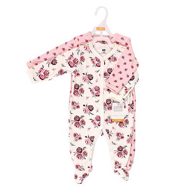 Hudson Baby Infant Girl Cotton Snap Sleep and Play 2pk, Rose