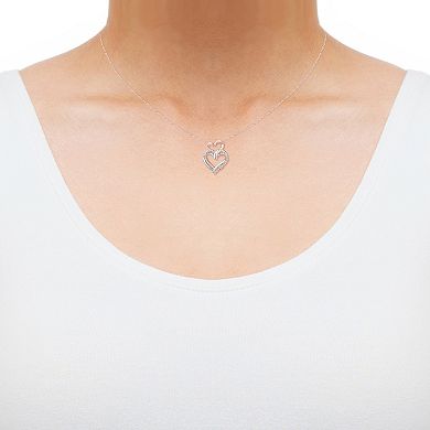 Irena Park Two-Tone Sterling Silver 1/5 Carat T.W. Diamond Double Open Heart Necklace