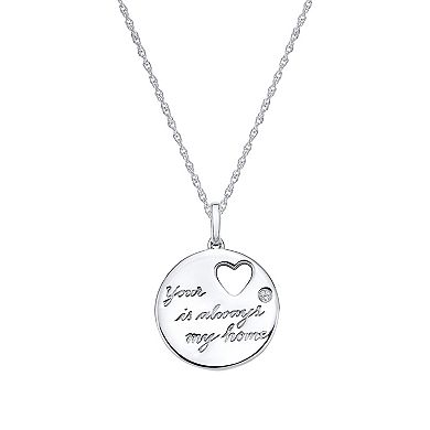 Irena Park 1/10 Carat T.W. Diamond Sterling Silver "Your Heart Is Always My Home" Pendant Necklace