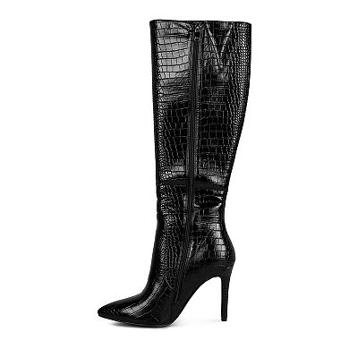 London Rag Indulgent Women's High Heeled Croc Boots