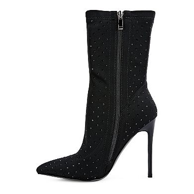 London Rag Cheugy Women's Rhinestone High Heel Ankle Boots