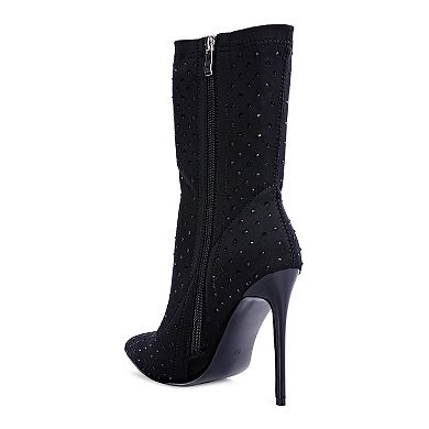 London Rag Cheugy Women's Rhinestone High Heel Ankle Boots