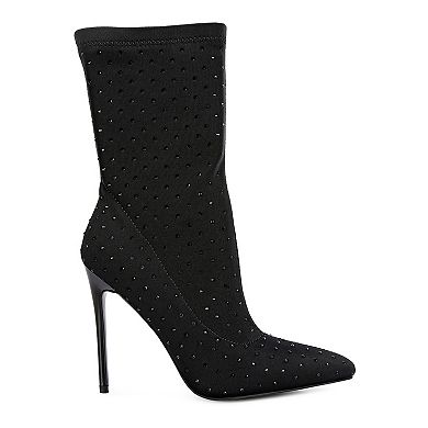 London Rag Cheugy Women's Rhinestone High Heel Ankle Boots