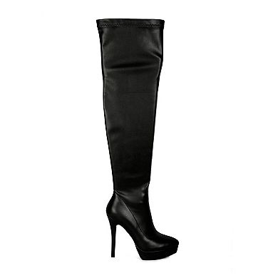 London Rag Confetti Women's Stretch High Heel Over-The-Knee Boots