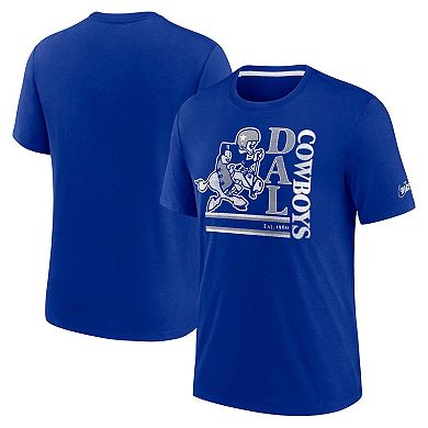 Men's Nike Royal Dallas Cowboys Wordmark Logo Tri-Blend T-Shirt