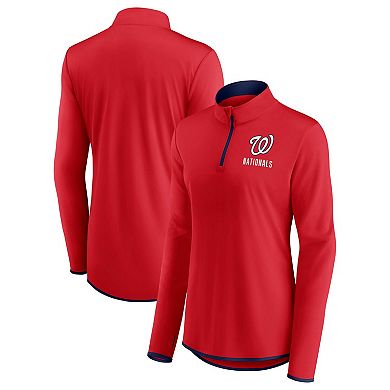 Women's Fanatics Branded Red Washington Nationals Worth The Drive Quarter-Zip Jacket