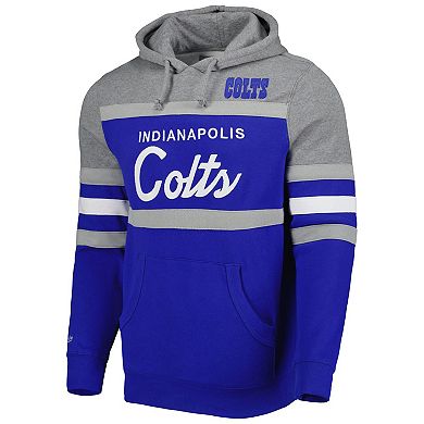 Men's Mitchell & Ness Royal/Heathered Gray Indianapolis Colts Head Coach Pullover Hoodie