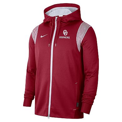 Men's Nike Crimson Oklahoma Sooners Sideline Lockup Performance Full-Zip Hoodie Jacket