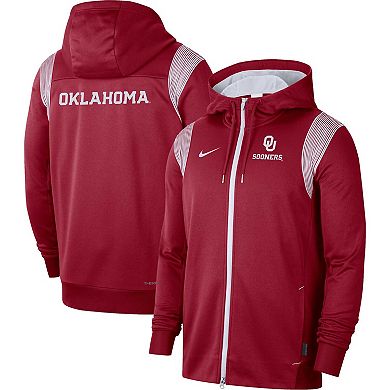 Men's Nike Crimson Oklahoma Sooners Sideline Lockup Performance Full-Zip Hoodie Jacket