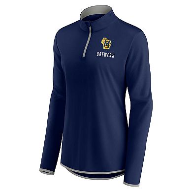 Women's Fanatics Branded Navy Milwaukee Brewers Worth The Drive Quarter-Zip Jacket