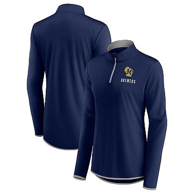 Women's Fanatics Branded Navy Milwaukee Brewers Worth The Drive Quarter-Zip Jacket