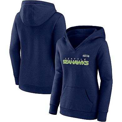 Women's Fanatics Branded College Navy Seattle Seahawks Checklist Crossover V-Neck Pullover Hoodie