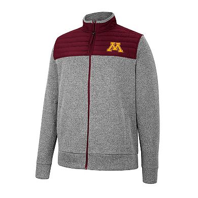 Men's Colosseum Gray/Maroon Minnesota Golden Gophers Putter Herringbone Full-Zip Jacket